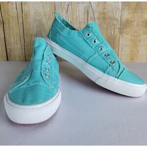 CORKYS Babalu Canvas Laceless Slip-On Sneakers Aqua Blue Women's sz 8